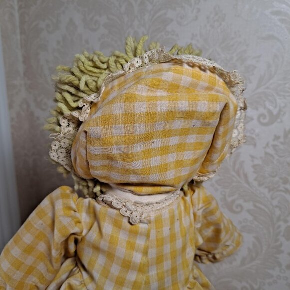 Vintage Blonde Raggedy Ann Doll Yellow Dress All Fabric Doll - Picture 5 of 10